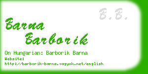 barna barborik business card